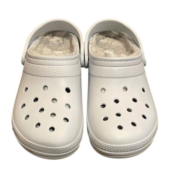 Crocs Blue Classic Lined Clog Shoes Unisex M9 W11 Comfort Faux Fur - Picture 3 of 10